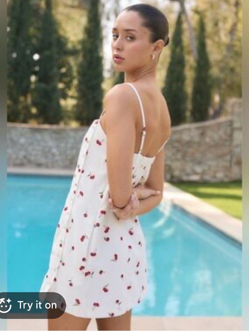 NWT Abercrombie & Fitch Cherry Mini Dress with Shorts Size XL WHITE & RED
